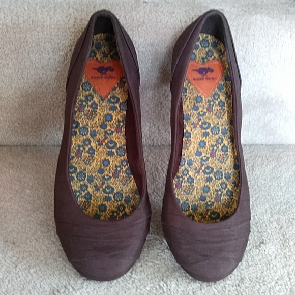 Rocket Dog Floral Linen Look Wedge Shoes7.5M Brown - Picture 10 of 16